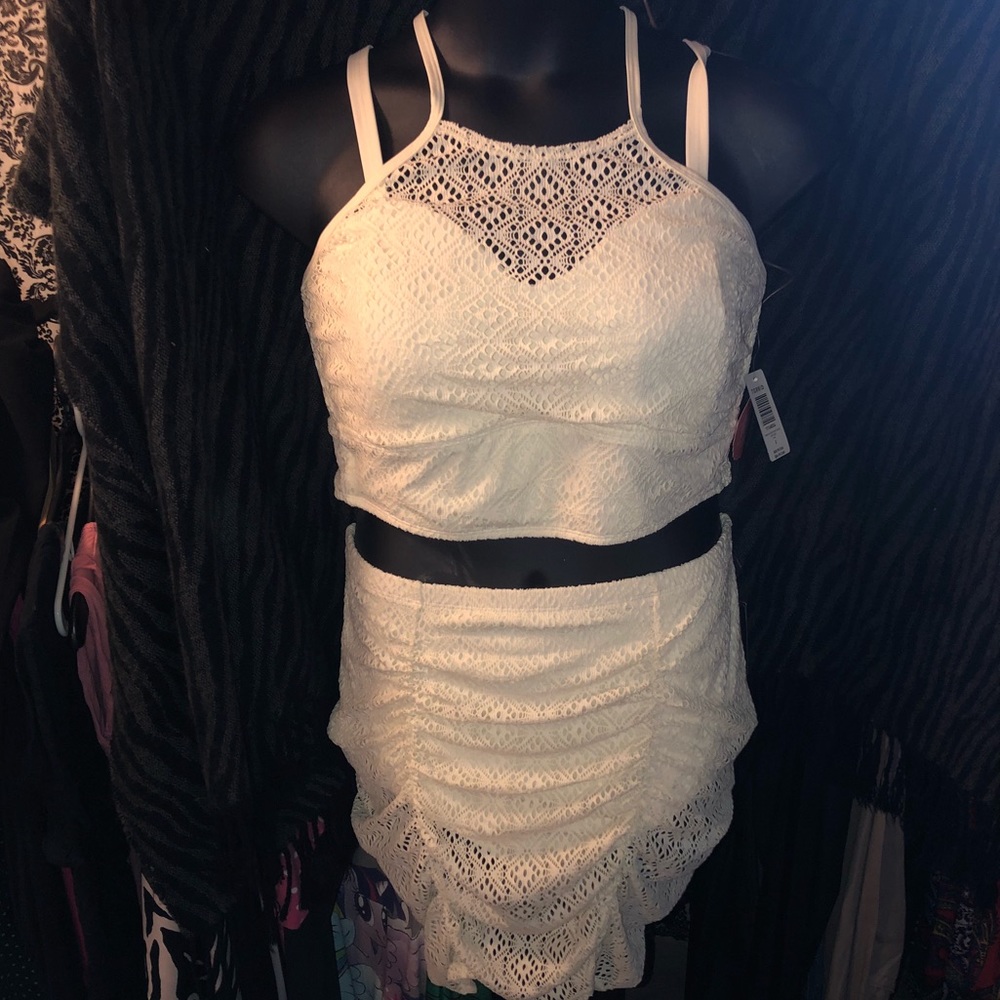 ***sold***Torrid crochet swim suit ivory size 2